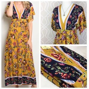 ✨ 🆕 ✨ Wildflower Boho Mustard Yellow Prairie Maxi Dress✨